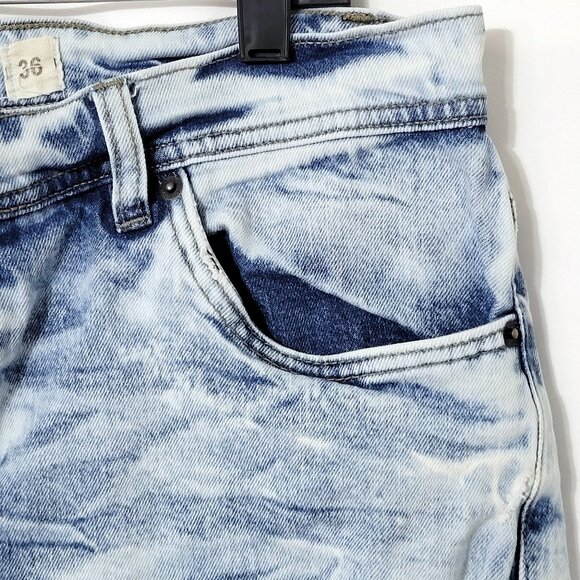 Evolution In Design Mens Denim Cutoff Shorts Size 36 Distressed Acid Wash Urban - Picture 6 of 14